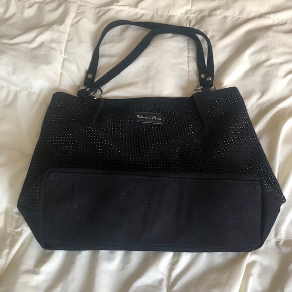 NWOT - Sparkly Rhinestone Black Velvet Hobo Shoulder Bag Tote Purse - Picture 5 of 7